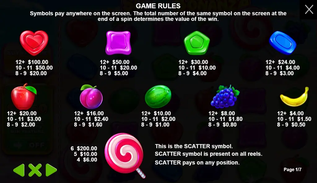 sweet bonanza game rules
