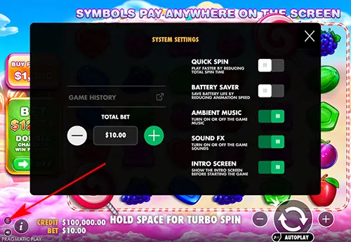 Adjust your bet size before start playing